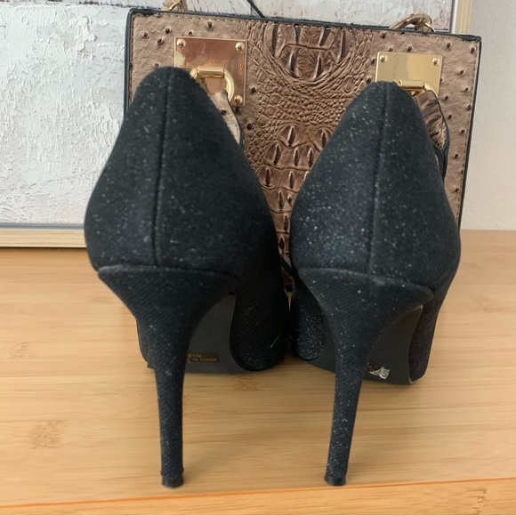 BADGLEY MISCHKA/Mark & James Glitter Gala Black Pumps 8.5 - Picture 10 of 14